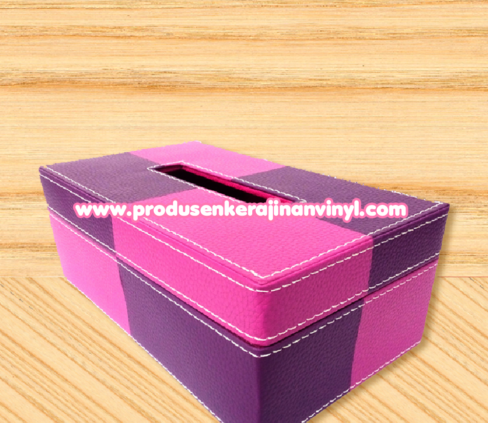 bahan vinyl sticker kerajinan vinyl kotak tisu dua warna ungu pink tas tikar terbaru
